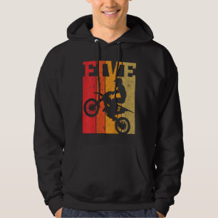 Kids 5th Birthday Boys 5 Five Dirt Bike Motocross  Hoodie