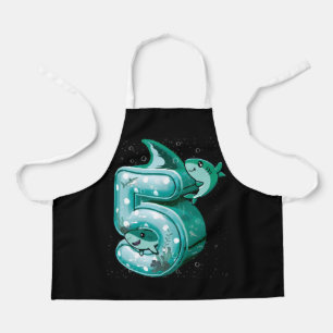 Kids 5th Birthday Boys Shark 5 years Old Ocean Apron