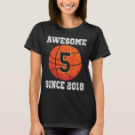 Kids 5th Birthday Bysketbyll Lover 5 Years Old Vin T-Shirt<br><div class="desc">Kids 5th Birthday Bysketbyll Lover 5 Years Old Vintage Sports</div>
