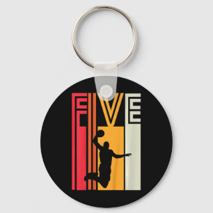 Kids 5th Birthday Bysketbyll Lover Gift 5 Years Ol Keychain