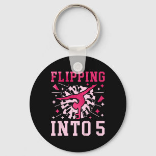 Kids 5th Birthday Cheerleading Girl Five Year Old Keychain