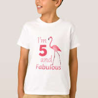 Kids 5th Birthday Cute Pink Flamingo