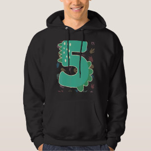 Kids 5th Birthday Dinosaur Five Dino Spike Fifth B Hoodie