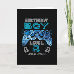 Kids 5th Birthday Gamer Level 5 Unlocked Video Gam Card