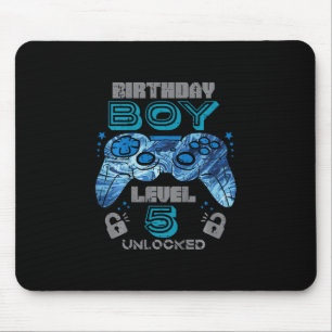 Kids 5th Birthday Gamer Level 5 Unlocked Video Gam Mouse Pad