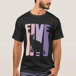 Kids 5Th Birthday Gift Cute Cat Fan 5 Years Old Fo T-Shirt