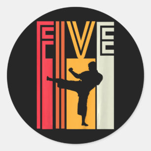Kids 5th Birthday Gift Karate Retro Taekwondo Mart Classic Round Sticker