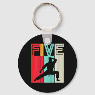 Kids 5th Birthday Gift Karate Retro Taekwondo Mart Keychain