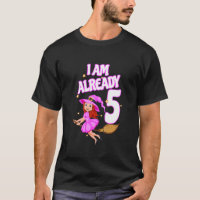 Kids 5Th Birthday Girl Gift - I Am Already 5 Witch