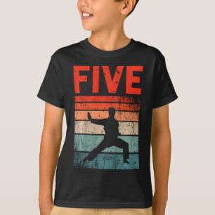 Kids 5th Birthday Karate Fighter 5 Year Old Girls  T-Shirt