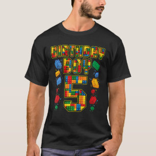Kids 5Th Birthday Master Builder 5 Years Old Block T-Shirt