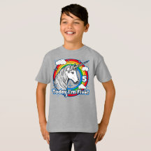 Kid's 5th Birthday Rainbow Unicorn Today I'm Five