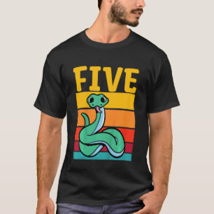 Kids 5th Birthday Retro Snake Pet Reptile 5 Years T-Shirt