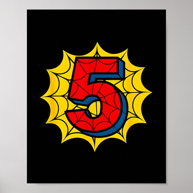 Kids 5th Birthday Sder Theme Party 5 Year Old Boys Poster (Front)
