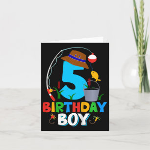Kids 5th Birthday Shirt Boy Fishing Fish Bday Part Card
