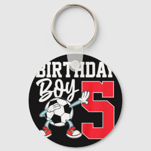 Kids 5th Birthday Shirt Boy Soccer Kids Footll Fiv Keychain