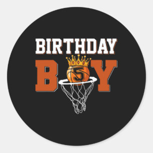 Kids 5th Birthday Sketll Gift Kids Boys 5 Years Ol Classic Round Sticker