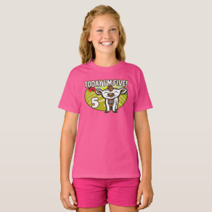 Kid's 5th Birthday Today I'm Five! Cute Cow T-Shirt