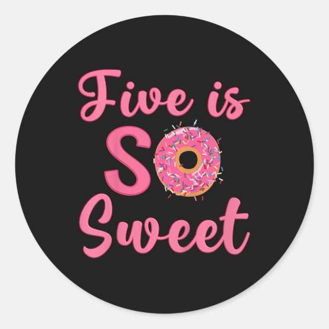 Kids 5th Doughnut Birthday Party Five Year Old Swe Classic Round Sticker (Front)