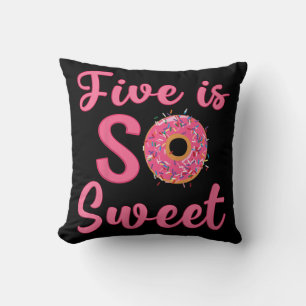Kids 5th Doughnut Birthday Party Five Year Old Swe Throw Pillow