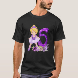 Kids 5th Fifth Blonde Ballet Dancer Birthday 5 Yea T-Shirt