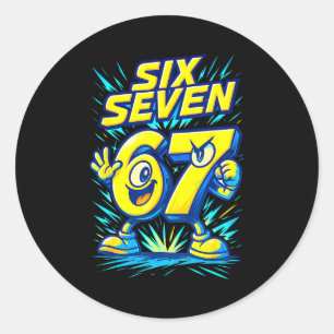Kids 67 Six Seven Italian Brainrot 6 7 Funny Meme  Classic Round Sticker