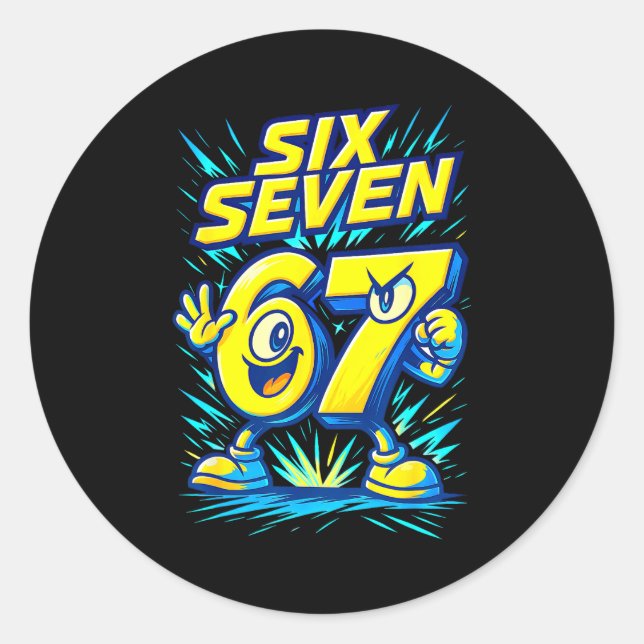 Kids 67 Six Seven Italian Brainrot 6 7 Funny Meme  Classic Round Sticker (Front)