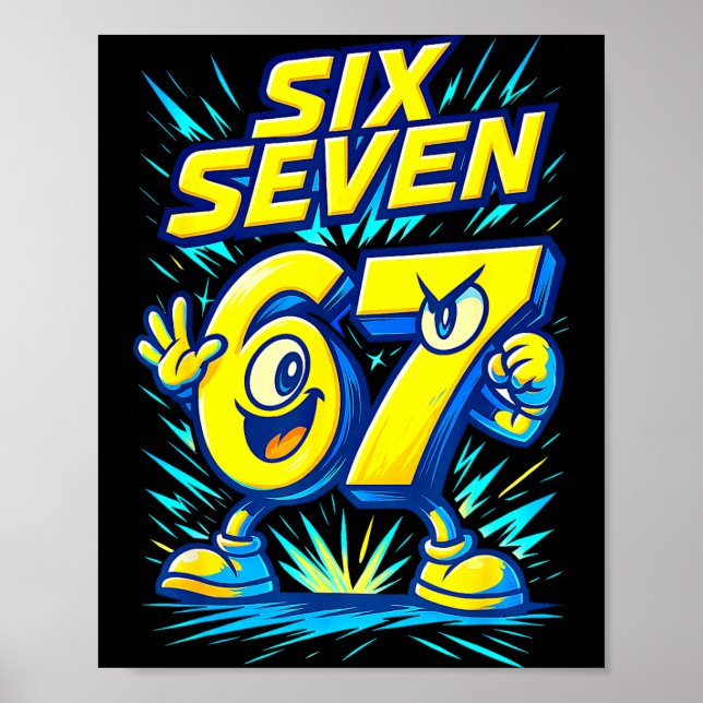 Kids 67 Six Seven Italian Brainrot 6 7 Funny Meme  Poster (Front)