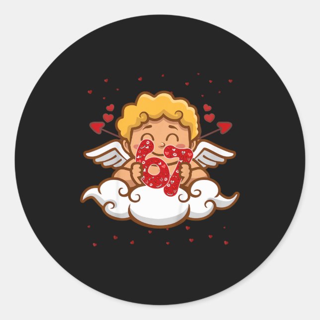 Kids 6 7 Meme Six Seven Cud 67 Valentines Day Todd Classic Round Sticker (Front)