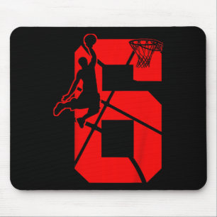 Kids 6 Year Old 6th Basketball Birthday PartyTheme Mouse Pad