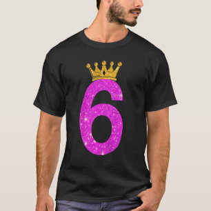 Kids 6 Year Old  6th Birthday Girl Teens golden cr T-Shirt