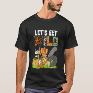 Kids 6 Year Old 6th Birthday Zoo Animal Safari Jun T-Shirt