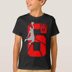 Kids 6 Year Old 6th Bysketbyll Birthday Partytheme T-Shirt