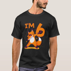 Kids 6 Year Old Animal  Dabbing Fox 6th Birthday T-Shirt