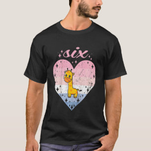 Kids 6 Year Old Cute Giraffe Birthday Girl 6th B D T-Shirt