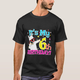 Kids 6 Year Old Dabbing Llama 6th Birthday Party T T-Shirt