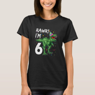 Kids 6 Year Old Dinosaur Rex 6th Birthday Dino  Bo T-Shirt