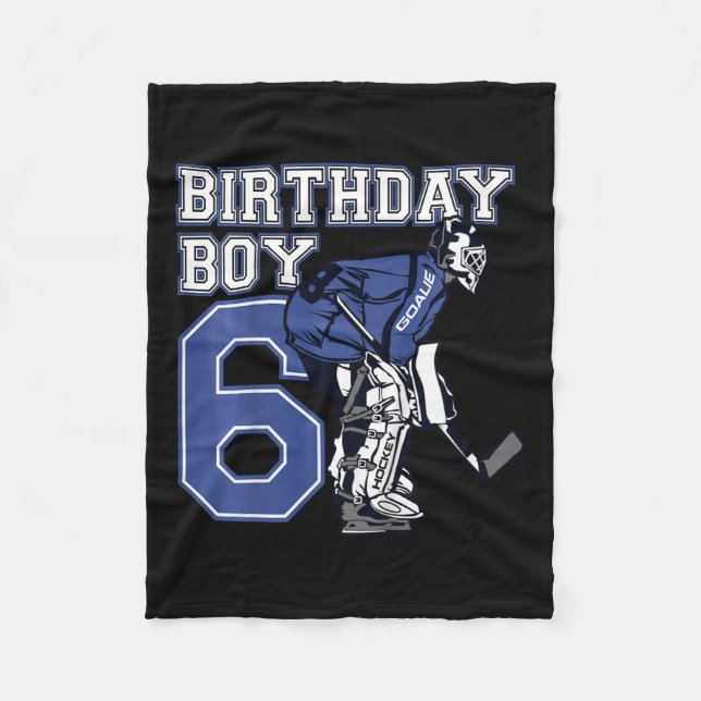 Kids 6 Year Old Ice Hockey Goalie Themed Birthday  Fleece Blanket (Front)