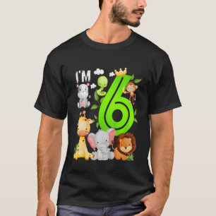 Kids 6 Year Old Jungle Animals Zoo Theme Birthday T-Shirt