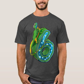 Kids 6 Year Old Lizard Reptile 6th Birthday Bday T-Shirt