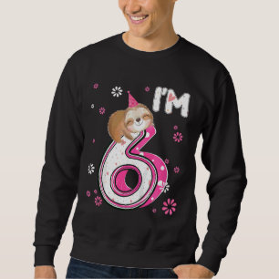 Kids 6 Year Old Sloth 6th Birthday Girl Party Anim Sweatshirt