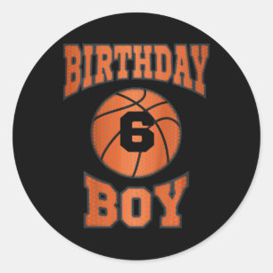 Kids 6 Years Old Boy 6th Birthday Bysketbyll Theme Classic Round Sticker