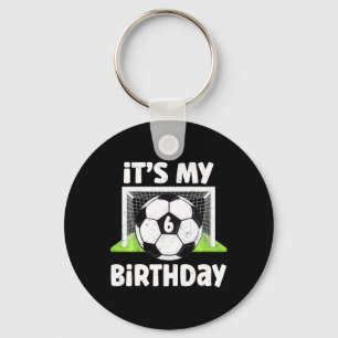 Kids 6 Years Old Soccer 6th Birthday Player Kids B Keychain