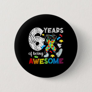 Kids 6th Autism Birthday Party Six Year Old Autist 2 Inch Round Button
