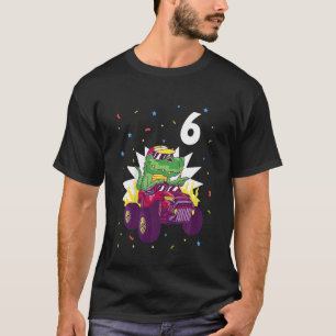 Kids 6th Birthday 6 Years Old Boy Tractor Dino Chi T-Shirt