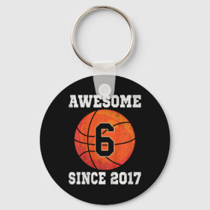Kids 6th Birthday Basketball Lover 6 Years Old Vin Keychain