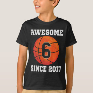 Kids 6th Birthday Basketball Lover 6 Years Old Vin T-Shirt