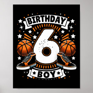 Kids 6th Birthday Boy 6 Year Old Boy Sketll Birthd Poster