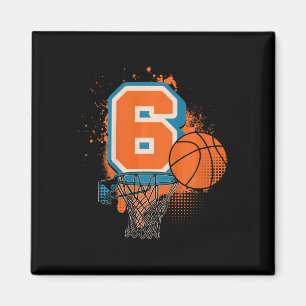 Kids 6th Birthday Boy Sketll Player Sketll 6 Years Magnet
