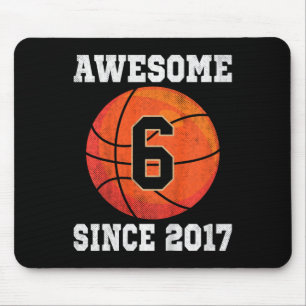 Kids 6th Birthday Bysketbyll Lover 6 Years Old Vin Mouse Pad